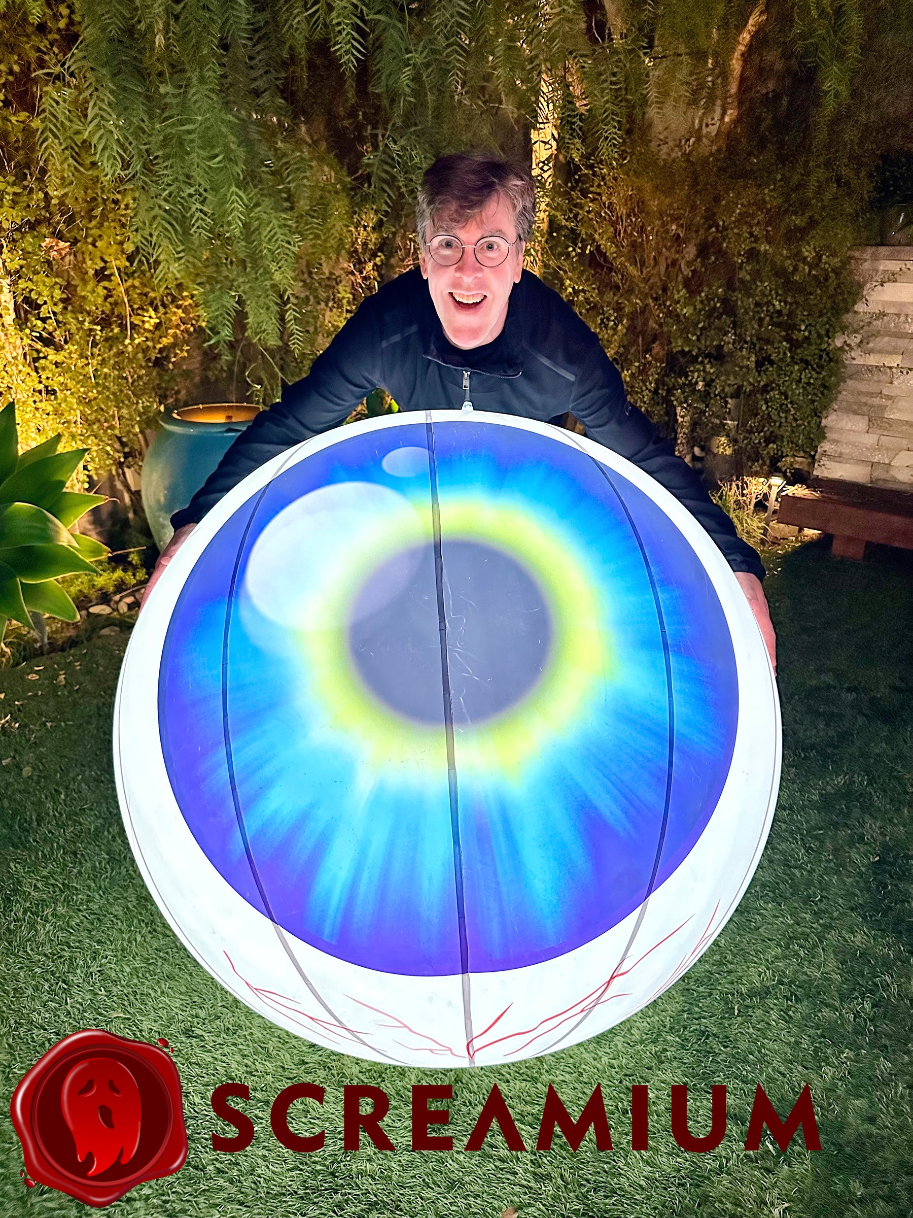 Giant Inflatable Eyeball with Bloodshot Veins: 36-Inch Diameter PVC Eye with Illumination