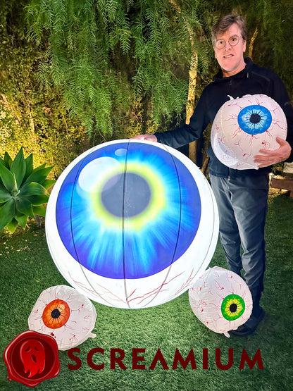 Giant Inflatable Eyeball with Bloodshot Veins: 36-Inch Diameter PVC Eye with Illumination