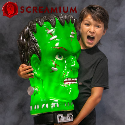 Giant Frankenstein Monster Head Animatronic Lamp Prop 20-Inch-Tall Heavy Duty Polyresin Halloween Decoration