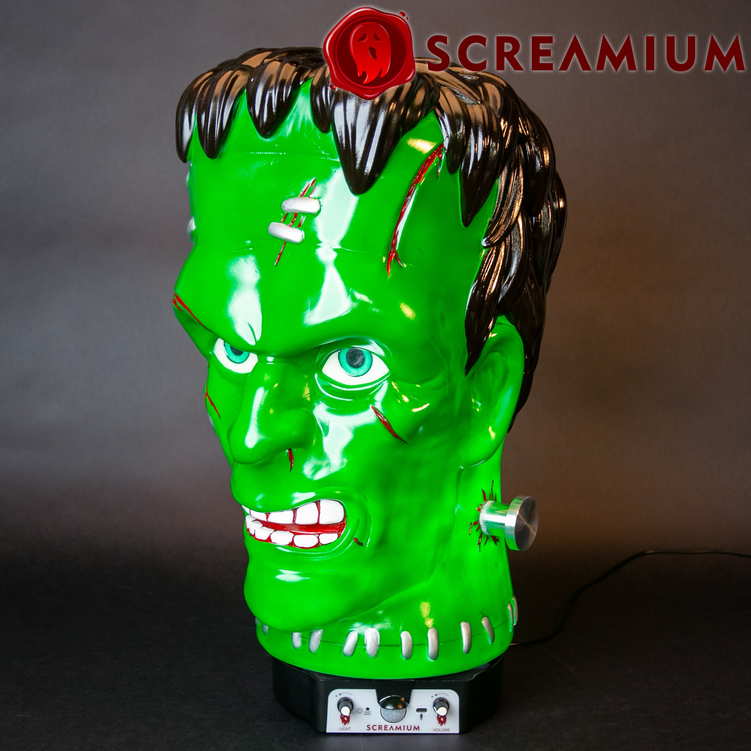 Giant Frankenstein Monster Head Animatronic Lamp Prop 20-Inch-Tall Heavy Duty Polyresin Halloween Decoration