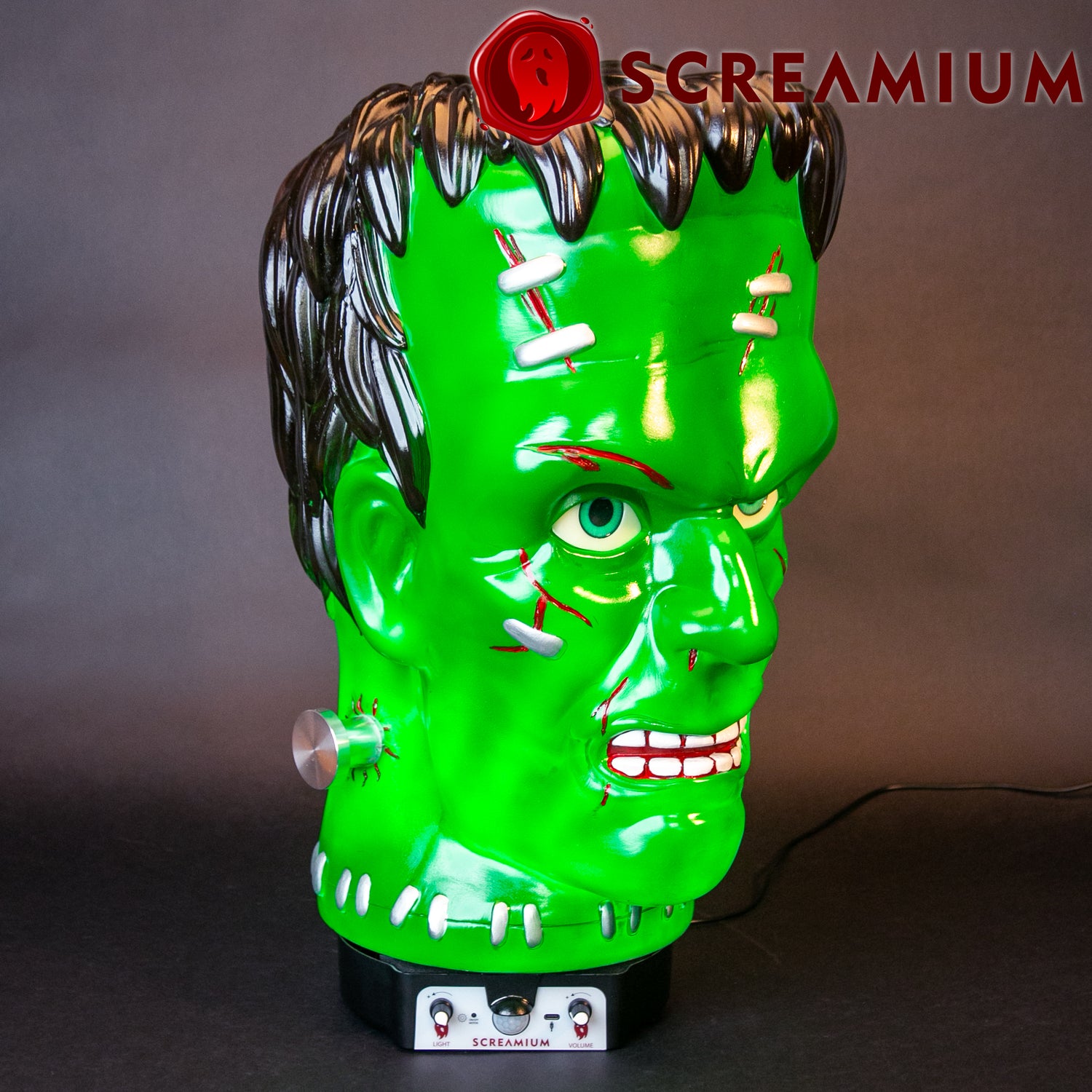 Giant Frankenstein Monster Head Animatronic Lamp Prop 20-Inch-Tall Heavy Duty Polyresin Halloween Decoration