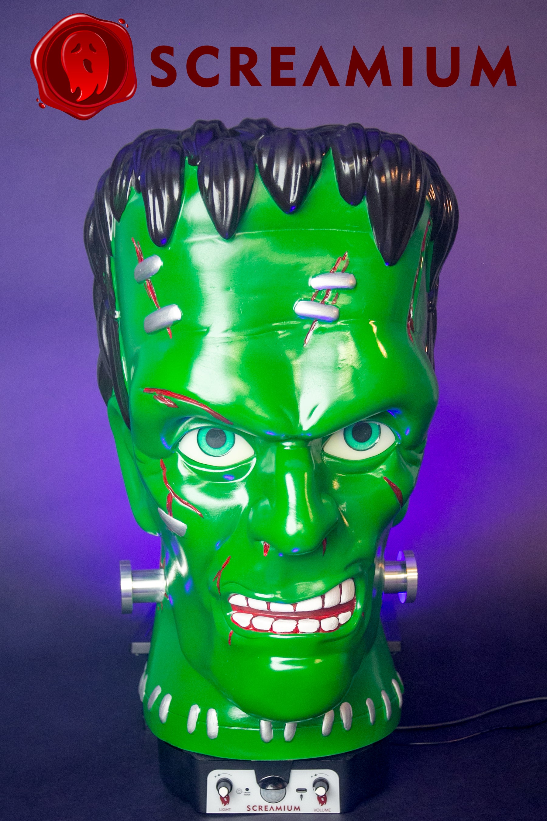 Giant Frankenstein Monster Head Animatronic Lamp Prop 20-Inch-Tall Heavy Duty Polyresin Halloween Decoration