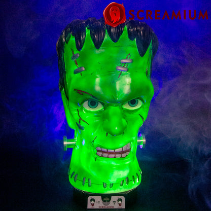 Giant Frankenstein Monster Head Animatronic Lamp Prop 20-Inch-Tall Heavy Duty Polyresin Halloween Decoration