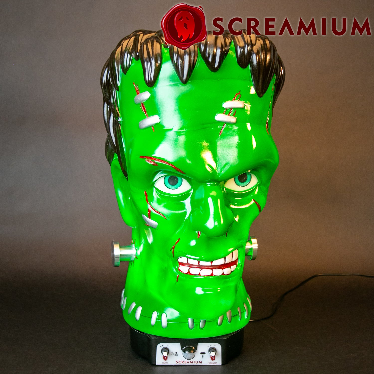 Giant Frankenstein Monster Head Animatronic Lamp Prop 20-Inch-Tall Heavy Duty Polyresin Halloween Decoration